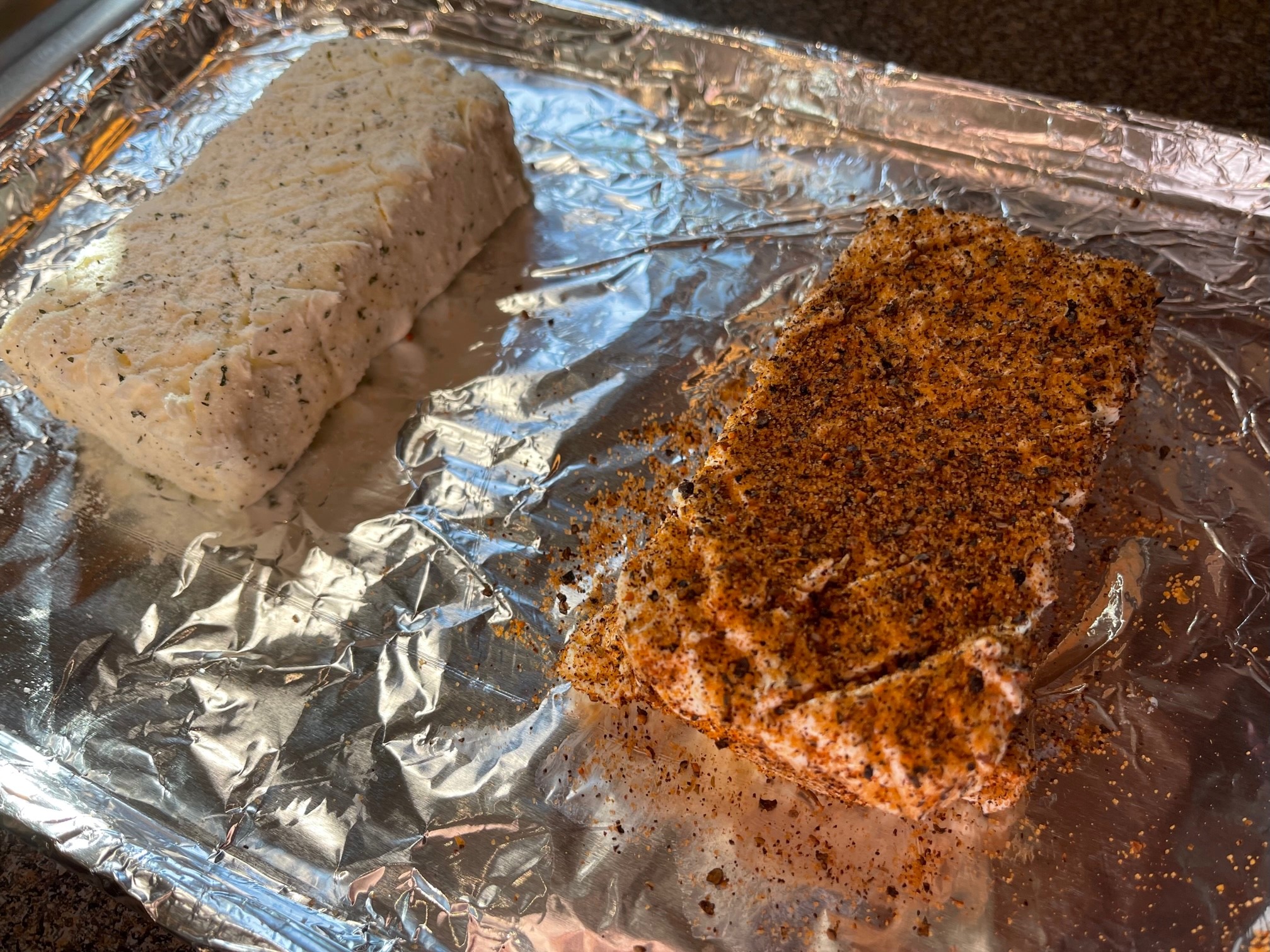 Two different kinds of cream cheese blocks